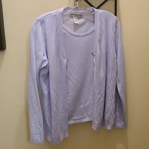 Sag Harbor Petite Sweater Cardigan Tank Set